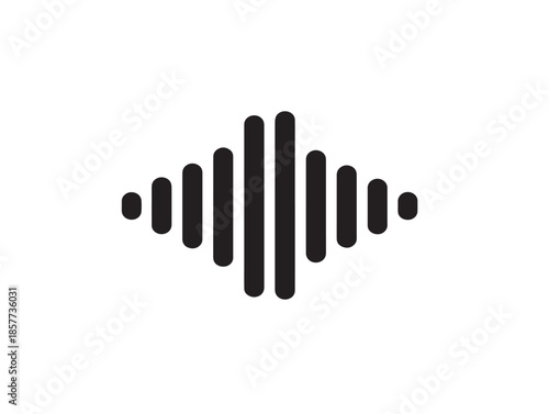 A dynamic audio file icon silhouette in a solid black clean design