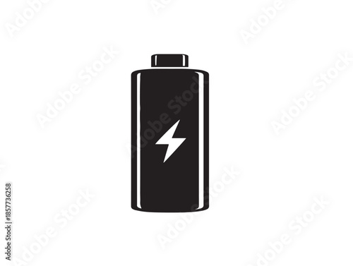 A gorgeous battery icon silhouette in a solid black minimalistic design