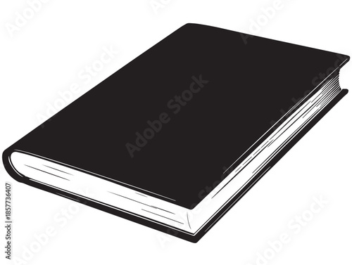 An elegant minimalist book silhouette with solid black clean crisp lines