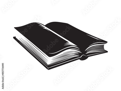 A stunning dynamic book silhouette in a bold solid black modern design