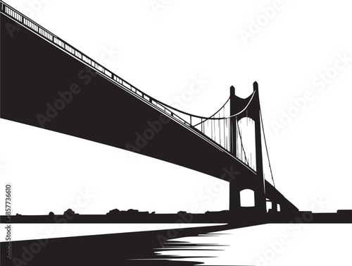 A dynamic elegant bridge silhouette graphic with solid black bold lines