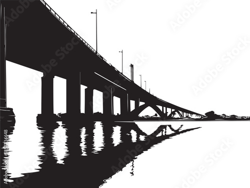 A beautiful minimalist bridge silhouette on a clean white background