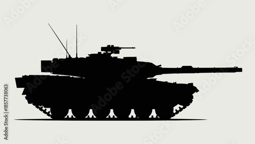 Silhouette of a modern main battle tank on light gray background