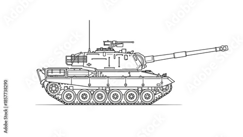 Outline drawing of a modern main battle tank with long barrel