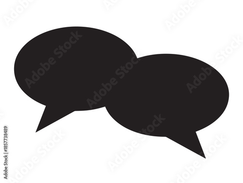 A dynamic and engaging black conversation bubbles icon silhouette on white