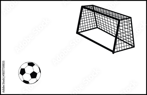 3d illustration of a black and white soccer ball football object scoring a goal in a net and isolated on a white background for a sports equipment game competition or business shop