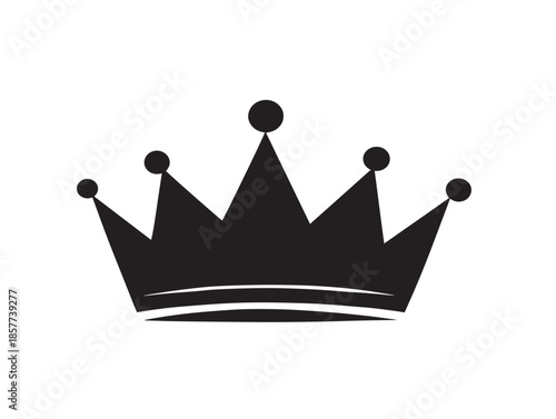 A beautiful and regal black crown silhouette on a stunning white background