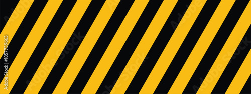 Black and yellow caution tape.Warning tape with yellow and black diagonal stripes. Warn stop seamless line. Yellow and black caution tape border. Long danger ribbon Vector illustration on white backgr