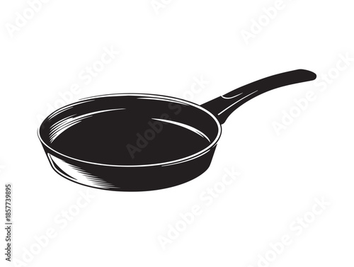 A lovely and classic black frying pan silhouette for cooking themes