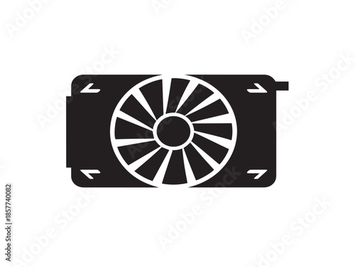 A sleek and technical black computer chip icon silhouette vector