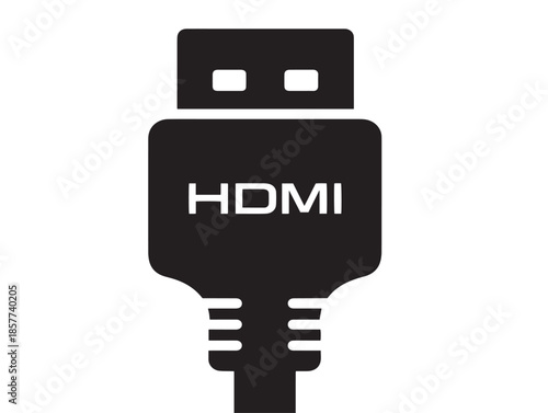 A professional and modern black HDMI port icon silhouette vector