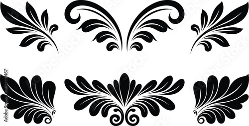 Decorative Vintage Floral Swirl Border and Divider Vector Set