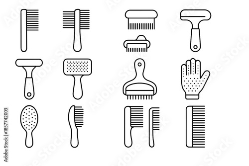 Detangler grooming shedding flea dematting long hair icon vector comb pet undercoat