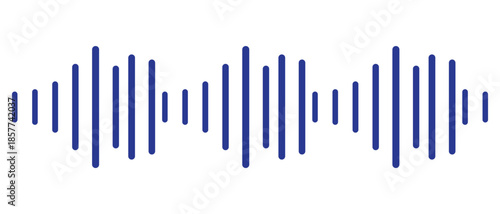 Black podcast sound wave patterns with varying amplitude bars for audio visualization and media interfaces. Digital frequency lines on white bg for music players, recording apps or broadcast design