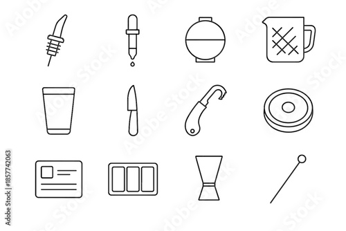 Drink fruit glass stirring garnish icon vector ice cocktail card icons tool