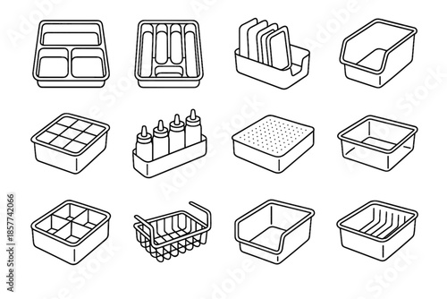Clear food bottle vector organizer icons holder icon plastic bin rack basket