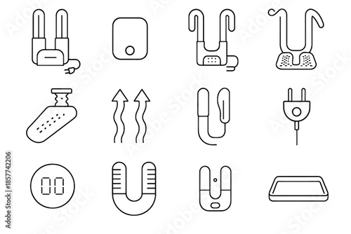 Plug airflow button adjustable stand footwear dryer electric vector rest shoe icon