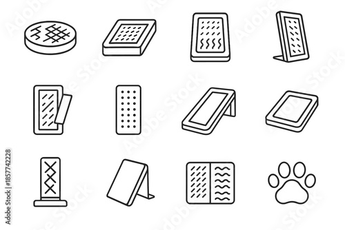 Claw icon mark corner pad layer zone pet foot scratch vector icons