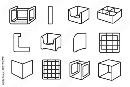 Frame shape compact stackable pattern vector tray grid bin icons organizer cube