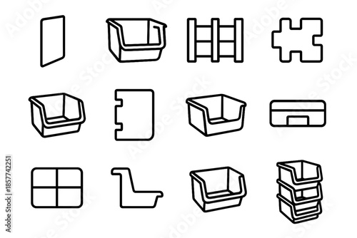 Stackable access notch vector connection shape vertical bin interior icon icons side