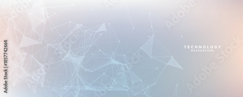 Abstract tech network connection dots. Digital technology and big data analysis background. White background with plexus lines. Futuristic technology concept.