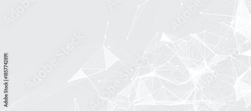 Abstract tech network connection dots. Digital background and big data technology. Blue background with plexus lines. Futuristic technology concept.