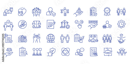 Business ethics icon set. Editable line icons. Vector illustration.