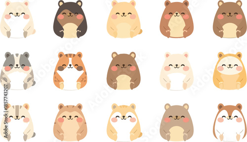 Cute cartoon animal set with funny baby animals and friendly characters