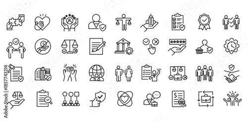 Business ethics icon set. Editable line icons. Vector illustration.