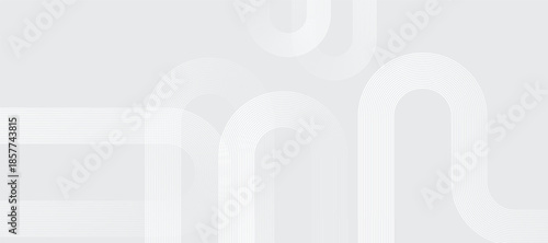 Abstract grey background with geometric circular line pattern. Modern shiny grey lines. Futuristic technology graphic design. Suit for business, cover, header, wallpaper, corporate, website, flyer
