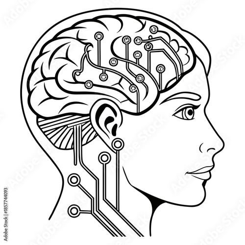 Human brain with neural circuitry