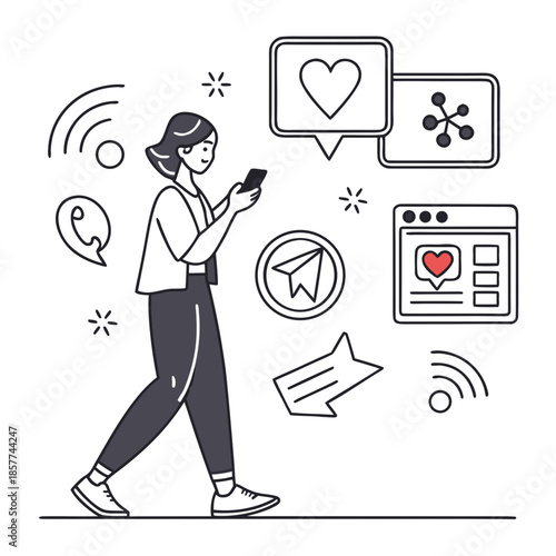 Woman engaging with digital media