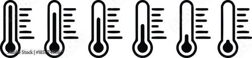 temperature six black icons sign vector set illustration design collection 