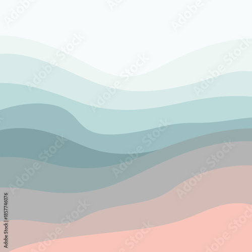 Soothing abstract landscape with layered pastel waves