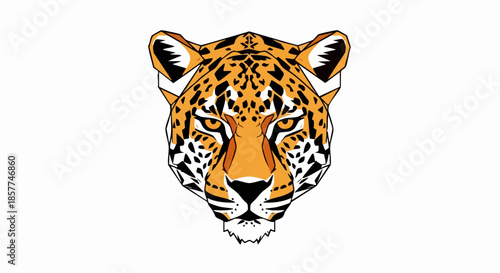 Illustration of a leopards face closeup.