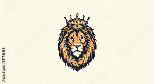 Illustration of Lion King with Crown.