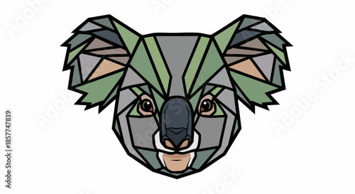 Geometric Koala Face Illustration Art Design.
