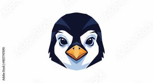Penguin Head Illustration with Orange Beak.