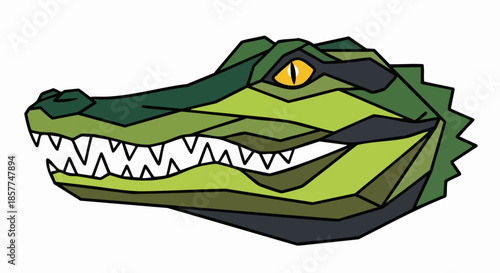 Cartoon Alligator Head with Sharp Teeth.