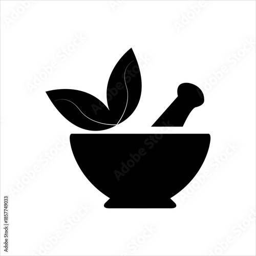 Clean black and white pharmacist logo showcasing a medicine bottle and mortar-pestle. Simple, professional style suitable for pharmacy, healthcare, medical branding, and scalable vector use.