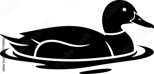 Duck in Water silhouette vector illustration