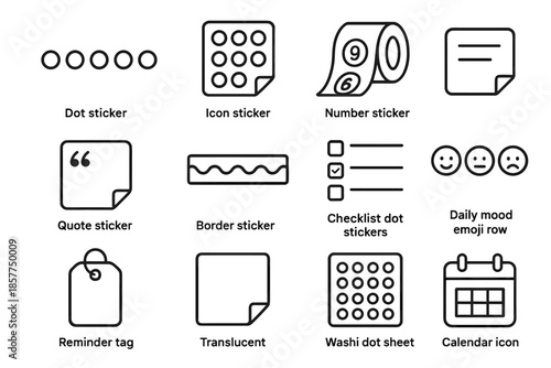 Label calendar icon planning icons note vector mood sticker strip dot stickers
