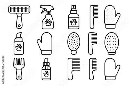 Cleaner vector icon grooming pet care comb coat bottle mist shine