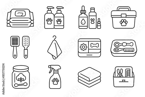 Vector cleaning hygiene small stacked cotton essentials drawer folded icon brush pet