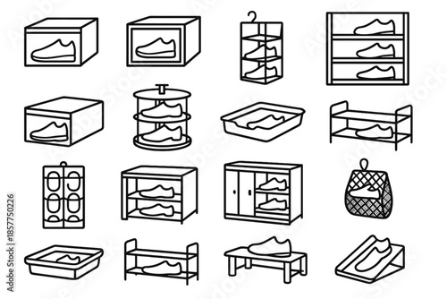 Storage icons unit holder board tray icon shoe cabinet vector rack hanging
