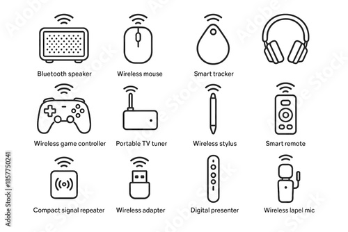 Adapter icons wireless icon compact tracker vector digital repeater stylus foldable gadgets