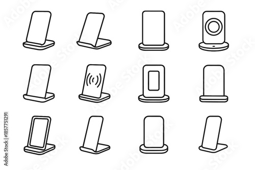 Charger wireless vector profile icons ring base wave backrest standing side icon