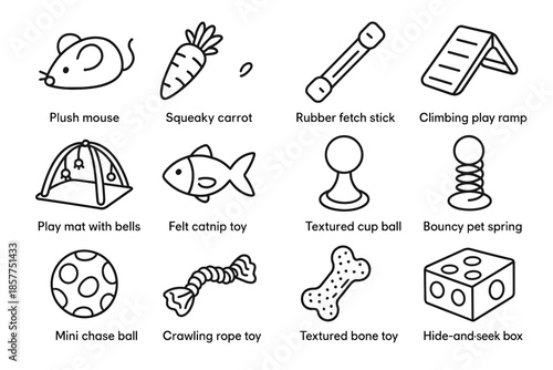 Pet vector felt mat bells indoor play toys spring climbing icon mouse