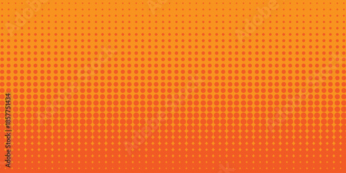 Abstract halftone background. Dots halftone orange color pattern gradient texture with technology digital background. Cartoon halftone retro pattern. Abstract template design for poster, card .