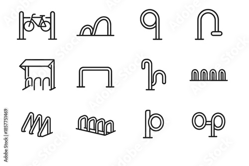 Stand holder bike icons icon angled bicycle post space corner rack vector